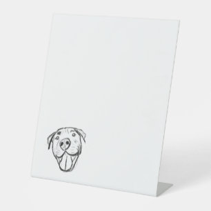 pitbull drawing simple dog lovers black white pedestal sign