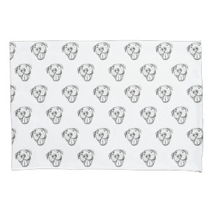 pitbull drawing simple dog lovers black white pillowcase