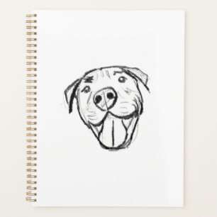 pitbull drawing simple dog lovers black white planner