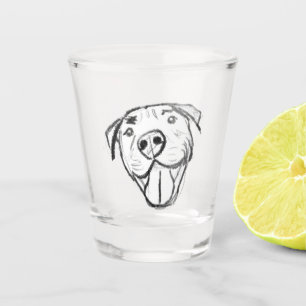 pitbull drawing simple dog lovers black white shot glass