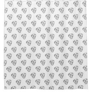 pitbull drawing simple dog lovers black white shower curtain