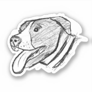 pitbull drawing simple dog lovers black white stic