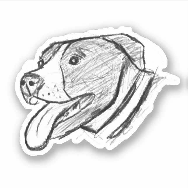 pitbull drawing simple dog lovers black white stic (Front)