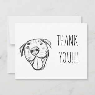 pitbull drawing simple dog lovers black white thank you card