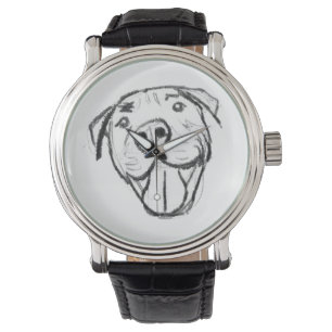 pitbull drawing simple dog lovers black white watch