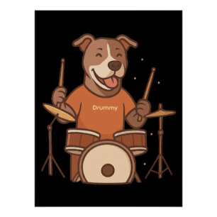 Pitbull Drummer Personalised Rock Drum Kit Gift –  Poster