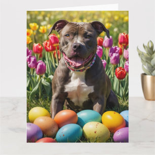 Pitbull Easter Eggs Card