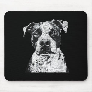 Pitbull Face Cute Dog Lover Men Women Black White Mouse Mat