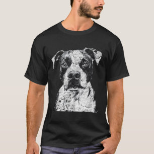 Pitbull Face Cute Dog Lover Men Women Black White  T-Shirt