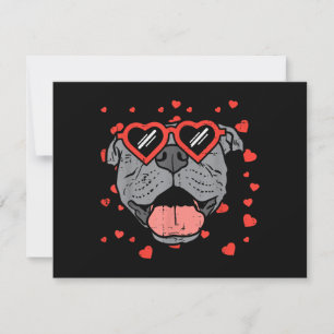 Pitbull Face Heart Glasses Valentines Day Pet Dog Save The Date
