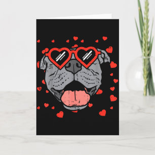Pitbull Face Heart Gles Valentines Day Pet Dog Lov Card