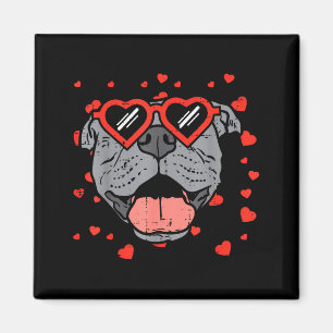 Pitbull Face Heart Gles Valentines Day Pet Dog Lov Magnet