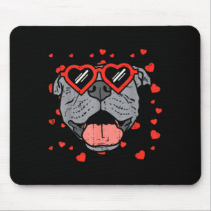 Pitbull Face Heart Gles Valentines Day Pet Dog Lov Mouse Mat