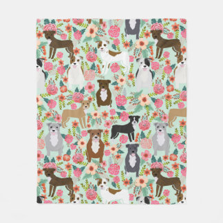 Pitbull Floral Blanket - dog blanket, pitbulls