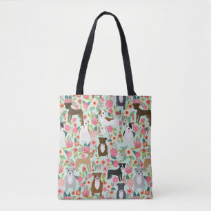 Pitbull Florals Tote Bag