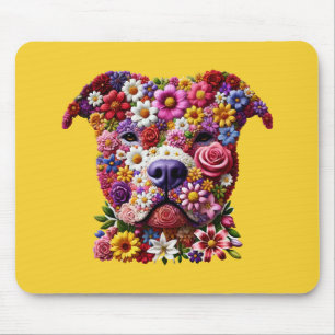 Pitbull Flower Face Dog Lover Mouse Mat