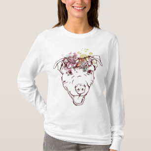 Pitbull Flowers Vintage Floral Dog Lover Funny Cut T-Shirt