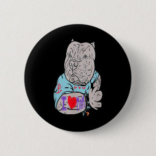 Pitbull Funny Dog I Love Mum Tattoo Gift  6 Cm Round Badge
