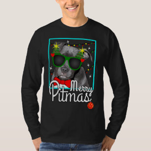 Pitbull Funny Pit Bull Dog Christmas Merry Pitmas T-Shirt