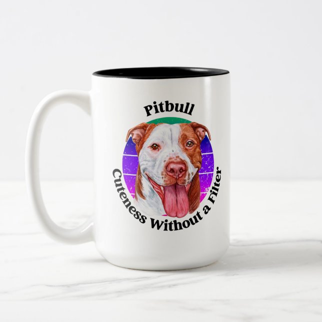 Pitbull funny quote Two-Tone Coffee Mug (Left)