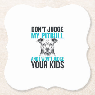 Pitbull Funny Quote Vintage Engraving Dog Design_1 Paper Coaster