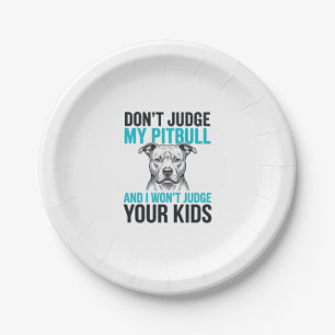 Pitbull Funny Quote Vintage Engraving Dog Design_1 Paper Plate