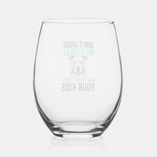 Pitbull Funny Quote Vintage Engraving Dog Design_1 Stemless Wine Glass