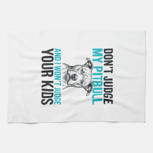 Pitbull Funny Quote Vintage Engraving Dog Design_1 Tea Towel