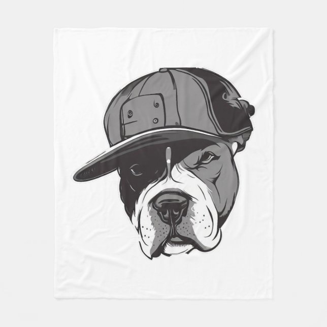 Pitbull Gangster Fleece Blanket (Front)
