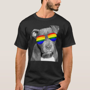 Pitbull Gay Pride Dog Lgbt Rainbow Flag T-Shirt