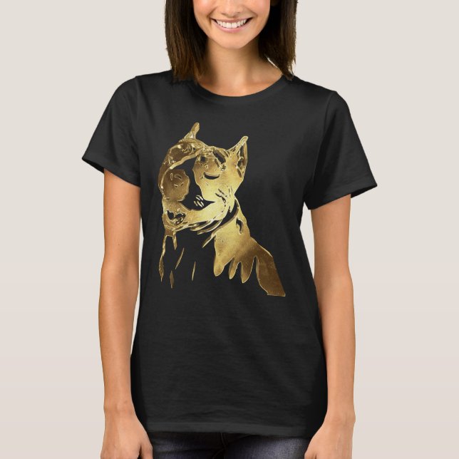 Pitbull Golden Dog Face Pit Bull T-Shirt (Front)