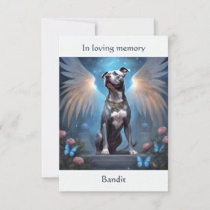 Pitbull Grey Memorial Poem Custom Name Sympathy Thank You Card