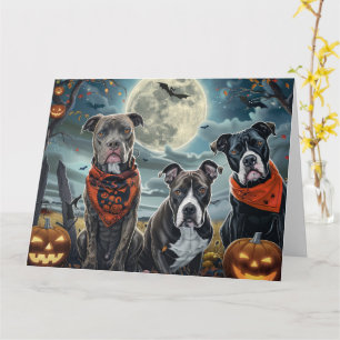 Pitbull Halloween Spooky Card