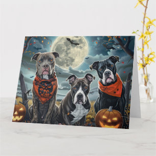 Pitbull Halloween Spooky Card