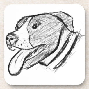 pitbull hand drawn photo dog animal lover coaster