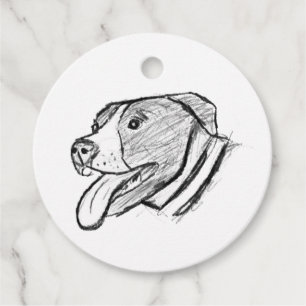 pitbull hand drawn photo dog animal lover favour tags