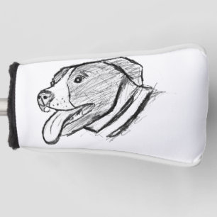 pitbull hand drawn photo dog animal lover  golf head cover