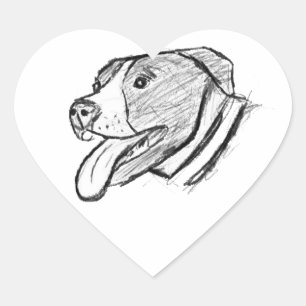 pitbull hand drawn photo dog animal lover heart sticker