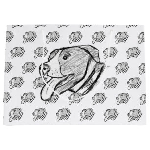 pitbull hand drawn photo dog animal lover large gift bag