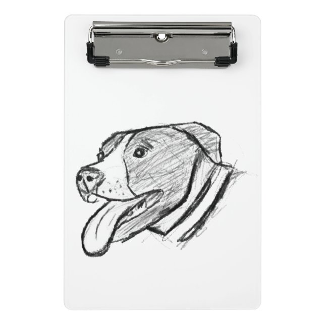 pitbull hand drawn photo dog animal lover  mini clipboard (Front)