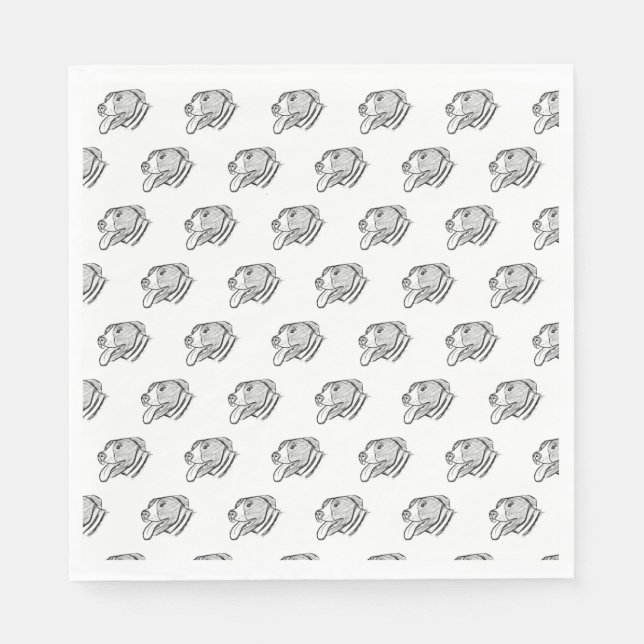 pitbull hand drawn photo dog animal lover napkin (Front)