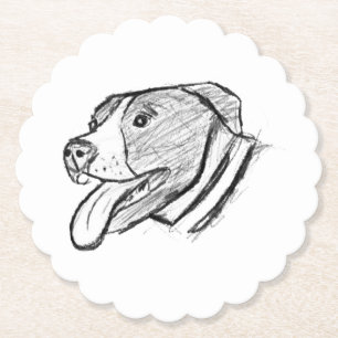 pitbull hand drawn photo dog animal lover paper coaster