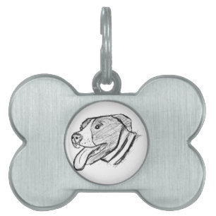 pitbull hand drawn photo dog animal lover pet ID tag