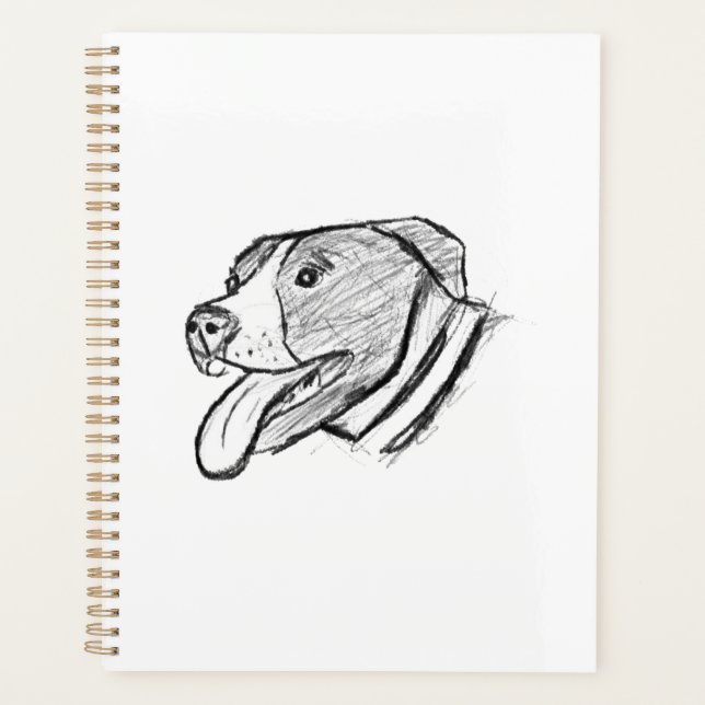 pitbull hand drawn photo dog animal lover planner (Front)
