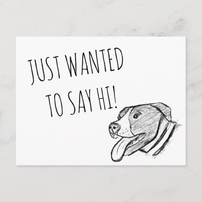 pitbull hand drawn photo dog animal lover postcard (Front)