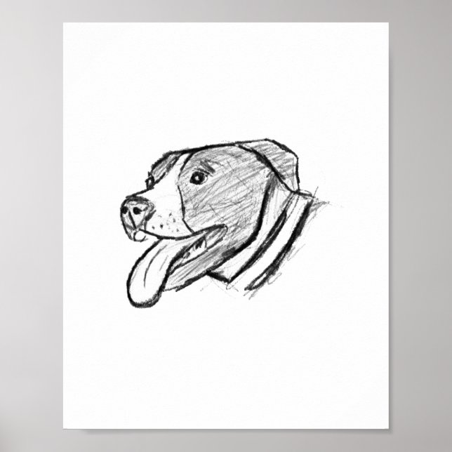 pitbull hand drawn photo dog animal lover poster (Front)