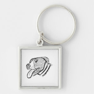 pitbull hand drawn photo dog animal lover poster key ring