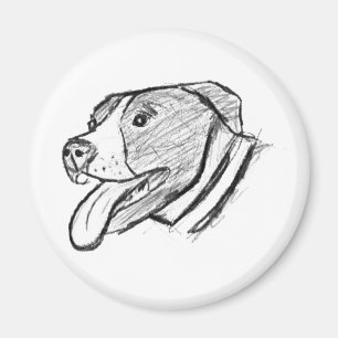 pitbull hand drawn photo dog animal lover poster magnet