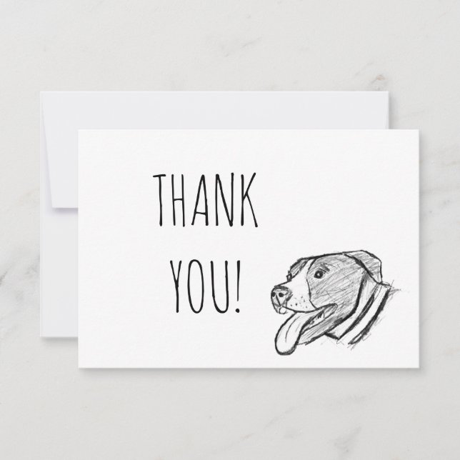pitbull hand drawn photo dog animal lover poster thank you card (Front)