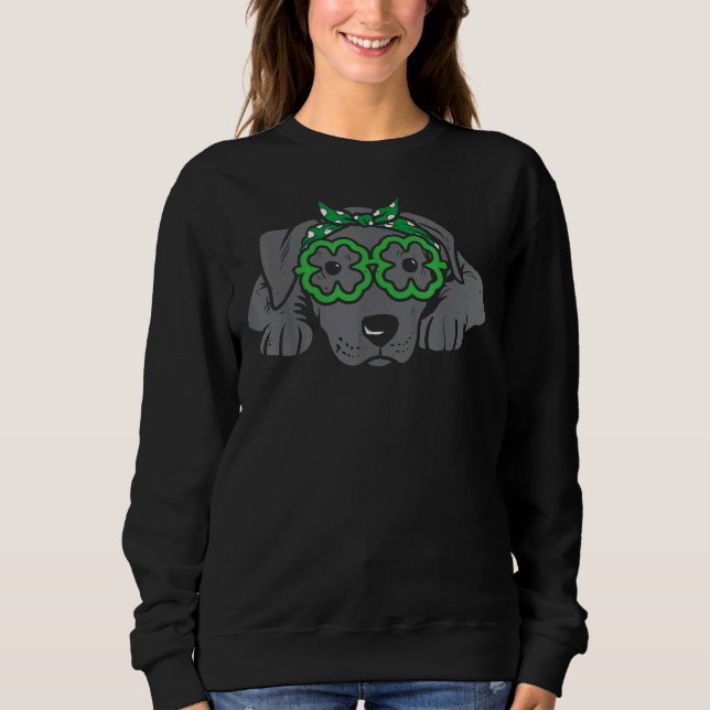 Pitbull Headband Shamrock Glasses St Patricks Day  Sweatshirt (Front)